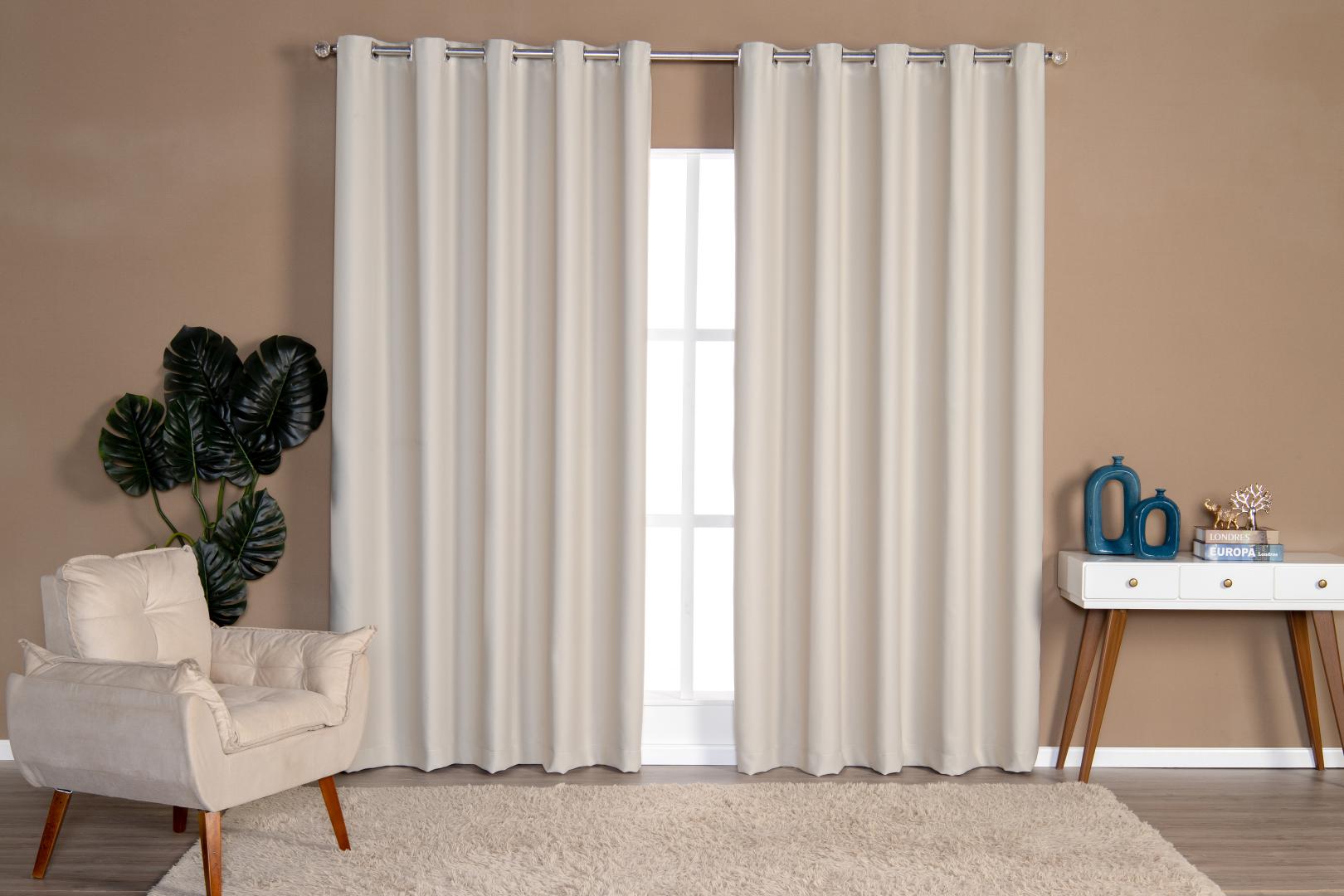 Cortina Blackout Tecido Sala / Quarto 3,00m x 1,70m Para Varão Simples