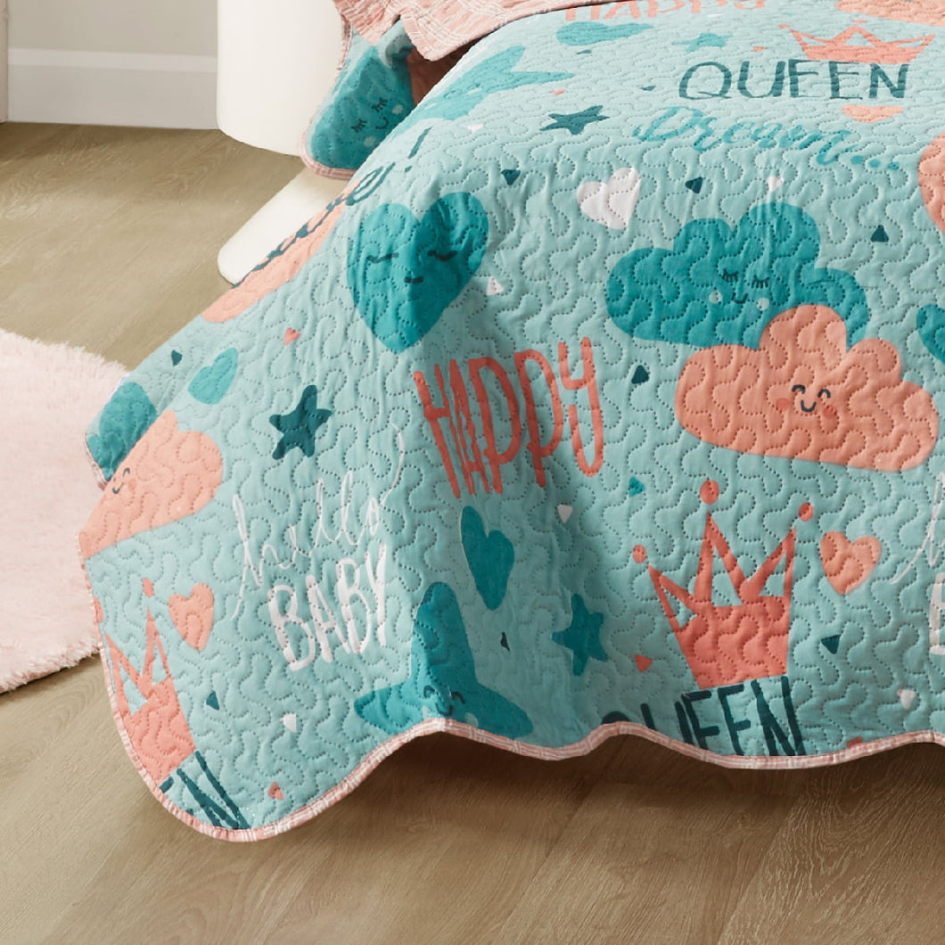 Kit Colcha Cobre Leito Infantil Aurora Enxovais Dupla Face 2 Peças